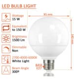 Bombilla LED Globo E27 G95 300º 15W Osram