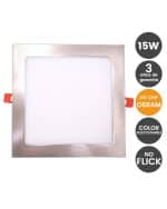 Placa LED Slim Cuadrada 15W Acero - CCT- OSRAM CHIP - 3 Años De Garantia