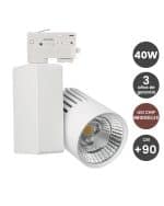 Foco LED 40W Blanco Para Carril TRIFASICO BRIDGELUX Chip 100&ordm; CRI +90- 3 A&ntilde;os De Garant&iacute;a