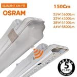 Regleta Estanca LED integrado - SENSOR MOVIMIENTO PIR- 44W-38W-32W-25W - OSRAM Driver - 150cm