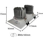 Downlight LED 30W - Direccionable - Doble - CRI+92 - UGR13