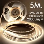 Tira LED 24V | 240xLED/m | 5m | SMD2835 |14000Lm | 20W/M | IP20