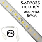Tira LED con Cable Rectificador - 220V | 120LED/m | 50m - Imagen 3