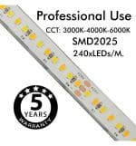 Tira LED 24V | 240xLED/M | 5m | SMD2025 | CCT | 10W/M | IP20