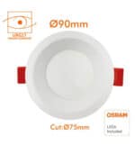 Downlight LED 8W Circular - OSRAM CHIP CCT - UGR17