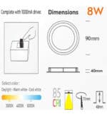 Downlight LED 8W Circular - OSRAM CHIP CCT - UGR17