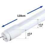 Tubo LED 18W Cristal 120cm 300&ordm; - ALTA LUMINOSIDAD - SAMSUNG CHIP