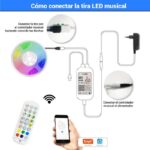 Kit tira LED musical RGB WiFi Alexa/Google Home con fuente, mando y controlador 5 metros - Imagen 5