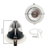 Foco Empotrable Orientable LED - 25W - Driver Philips Certa Drive - 24&ordm; - CCT - CRI+92