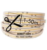 Tira LED COB 220V CORTE A MEDIDA | 560 LED/m | 16W/M | 1600Lm/M | FLIP CHIP | 50m | IP67 | Corte 10cm