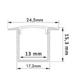 Perfil empotrable Blanco y Negro 2 metros Aluminio - ALAS - para LED - Imagen 5