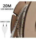 Tira LED 220V | 120xLED/m | 20m | SMD2835 | 1540Lm/M | 14W/M | IP67 | Corte cada 10cm - Imagen 4