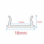 Perfil tira LED de superficie con difusor - Kit completo - 18x5mm - Tira LED &le;12mm - 2 metros