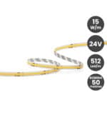 Tira LED COB 24V 15W/M- 512 LED/m FLIP CHIP CRI90 IP20 Bobina 50 metros