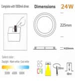 Downlight LED 24W Circular CCT - Regulable Driver Lifud - OSRAM Chip DURIS E 2835 160Lm/W - UGR17 - Imagen 6