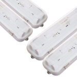 Pack 4 PANTALLAS ESTANCA PARA DOS TUBOS LEDs 1200mm ABS/PC CLIPS INOX