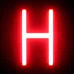 Letra LED Neon H Ancho 97Mm Alto 161Mm Fondo 38Mm