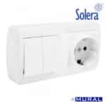 Base Schuko Bipolar con Tt Lateral, Doble conmutador y con Obturador  Serie  Mural Solera [E3-42983] - Imagen 3