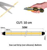 Tira LED COB 220V | 840 LED/m | 50m | FLIP CHIP | 1600Lm/M | 20W/M | CRI90 | IP67 | Corte 10cm - Imagen 5