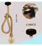 Lámpara Colgante - VINTAGE CUERDA LINO - para E27 - Imagen 6