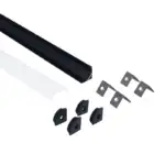 Perf&iacute;l Aluminio Negro para Tira LED Instalaci&oacute;n Esquinas - Difusor Opal x 2M - Imagen 3