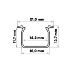 Perf&iacute;l Aluminio KIMERA-"UHRE" Anodizado Negro con Difusor Opal , Tapones y Clips Sujecci&oacute;n 2,02M - Imagen 4