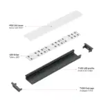 Perf&iacute;l Aluminio KIMERA-"TVED" Anodizado Plata con Difusor Opal , Tapones y Clips Sujecci&oacute;n 2,02M - Imagen 4