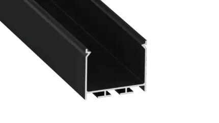 Perfíl Aluminio KIMERA-"NORS" Anodizado Negro con Difusor Opal , Tapones y Clips Sujección 2,02M