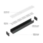 Perf&iacute;l Aluminio KIMERA-"NORS" Anodizado Plata con Difusor Opal , Tapones y Clips Sujecci&oacute;n 2,02M - Imagen 3