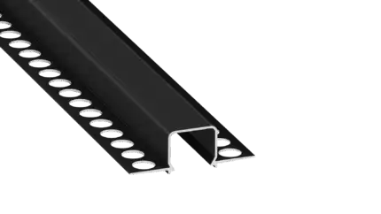 Perfíl Aluminio KIMERA-"MOSSO" Anodizado Negro con Difusor Opal , Tapones y Clips Sujección 2,02M