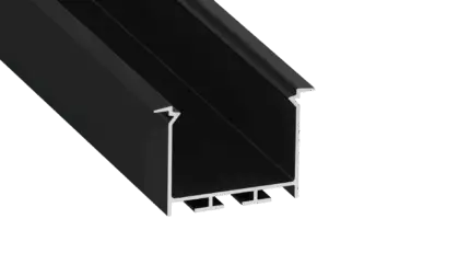 Perfíl Aluminio KIMERA-"HEDE" Anodizado Negro con Difusor Opal , Tapones y Clips Sujección 2,02M