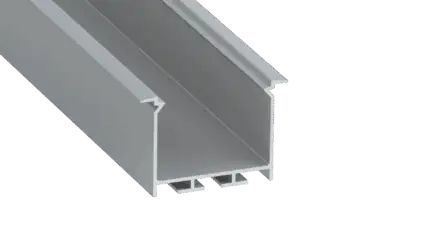 Perfíl Aluminio KIMERA-"HEDE" Anodizado Plata con Difusor Opal , Tapones y Clips Sujección 2,02M