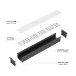 Perf&iacute;l Aluminio KIMERA-"HEDE" Anodizado Plata con Difusor Opal , Tapones y Clips Sujecci&oacute;n 2,02M - Imagen 5