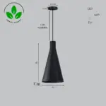 L&aacute;mpara Colgante "Shu" Color Negro/Flor&oacute;n Negro/Cable Negro - Imagen 4