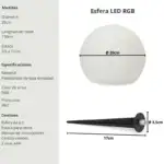 Esfera LED RGB Solar, IP67, Recargable, con control remoto - Imagen 8