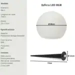 Esfera LED RGB Solar, IP67, Recargable, con control remoto - Imagen 10