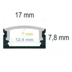 Perfil Aluminio 2 metros en superficie | para Tiras de LED | 17mm x 7,8mm - Imagen 9