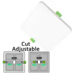 Downlight LED Cuadrado 6W 9W 12W Frameless 4CCT | Ajustable 50-100mm | Blanco | CRI92 - Imagen 3