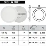 Plaf&oacute;n LED + Downlight Circular 12W-18W-24W | NEW MOSS SLIM | 3CCT | IP44 - Imagen 8
