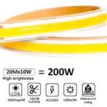 Tira LED COB 220V | 240 LED/m | 20M | 1200Lm/M |10W/M | CRI90 | IP65 - Imagen 4