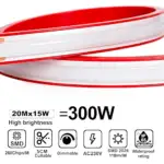 Tira LED SMD 220V 260LEDs/M 15W/M | Bobina 20M | SMD2025 1650Lm/M | IP65 | 10mm | Corte cada 5cm - Imagen 3