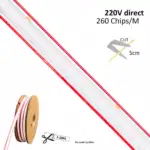 Tira LED SMD 220V 260LEDs/M 15W/M | Bobina 20M | SMD2025 1650Lm/M | IP65 | 10mm | Corte cada 5cm - Imagen 5