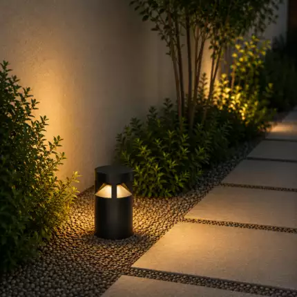Baliza LED Exterior 20Cm 12W Chip Osram 220VAC IP65 2700&ordm;K Negro