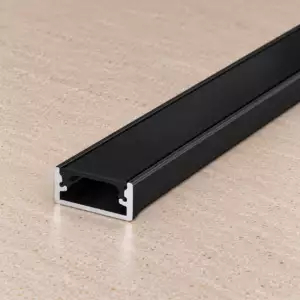Perfíl Aluminio KIMERA-"Tipo D" Anodizado Negro con Difusor Negro,Tapones y Clips Sujección 2,02M Perfíl Aluminio KIMERA-"Tipo D" Anodizado Negro con Difusor Negro,Tapones y Clips Sujección 2,02M