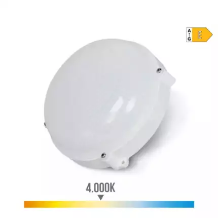 PLAF&Oacute;N EXTERIOR LED CIRCULAR BLANCO 12W IP65 4000K LUZ D&Iacute;A &Oslash;19,2x7,2cm