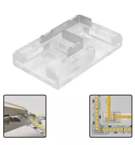 Pack 10 Conector Transparente para unión L tiras LED COB + SMD - 8mm - 10mm - IP20 Pack 10 Conector Transparente para unión L tiras LED COB + SMD - 8mm - 10mm - IP20