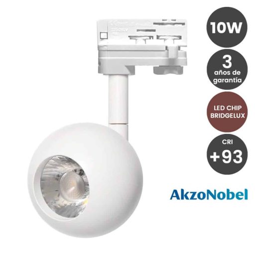 foco-led-10w-blanco-carril-trifasico-chip-bridgelux-cri93