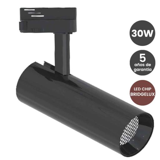 foco-led-30w-cromo-negro-para-carril-monofasico-dob-driverless-24-5-anos-de-garantia