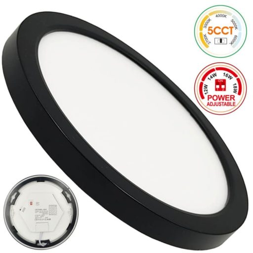 plafón-downlight-led-circular-bonn-negro-potencia-ajustable-18w-16w-14w-12w-5cct-smd2835-140lmw-ip44