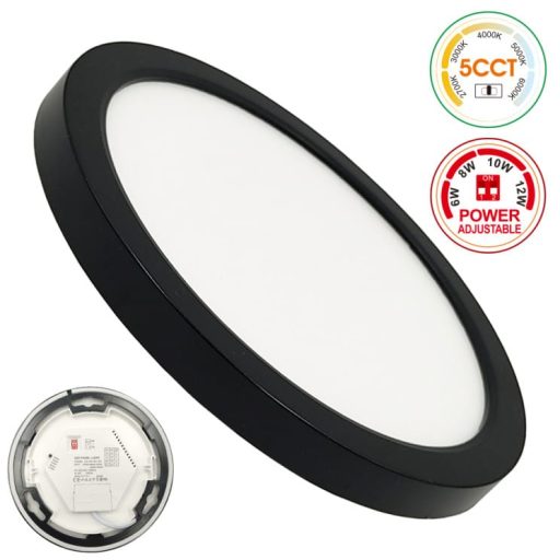 plafón-downlight-led-circular-bonn-negro-potencia-ajustable-8w-6w-4w-2w-5cct-smd2835-140lmw-ip44